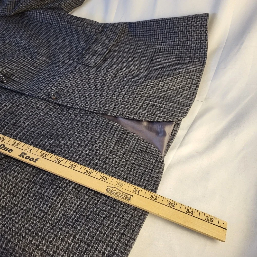 Lauren Ralph Lauren Mens 42L Blazer Sport Jacket Coat Gray Houndstooth Wool